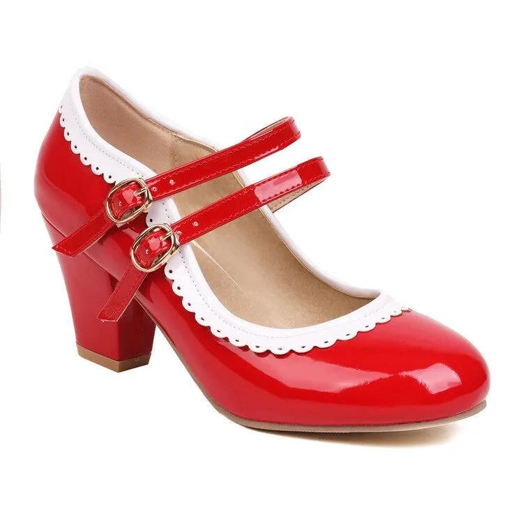 Mary Jane High-heeled Women's Shoes Lace Thick-heeled Retro Elegant Women's Shoes