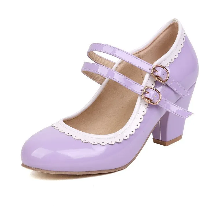 Mary Jane High-heeled Women's Shoes Lace Thick-heeled Retro Elegant Women's Shoes