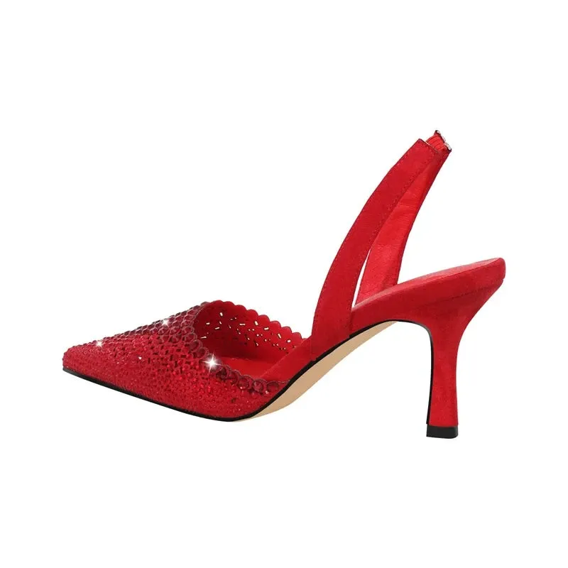 Pointed Toe Ankle Strap Buckle Thin High Heels Sandals