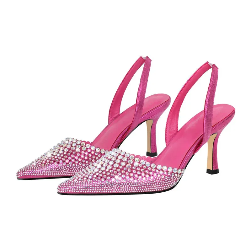 Pointed Toe Ankle Strap Buckle Thin High Heels Sandals