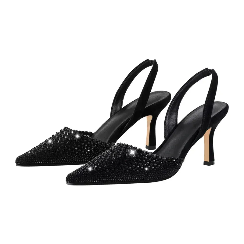 Pointed Toe Ankle Strap Buckle Thin High Heels Sandals