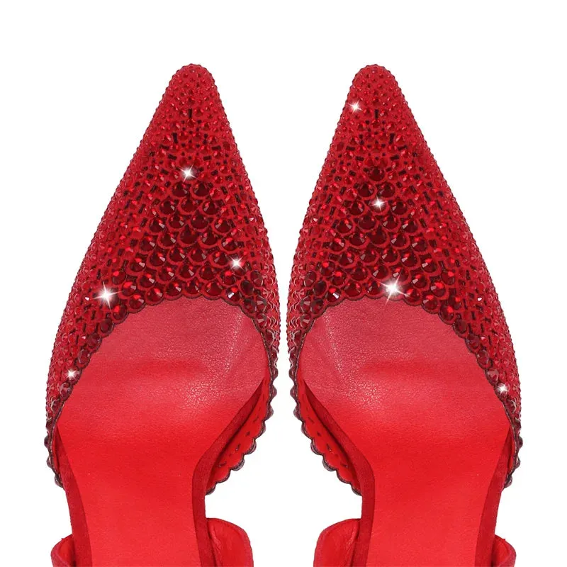 Pointed Toe Ankle Strap Buckle Thin High Heels Sandals