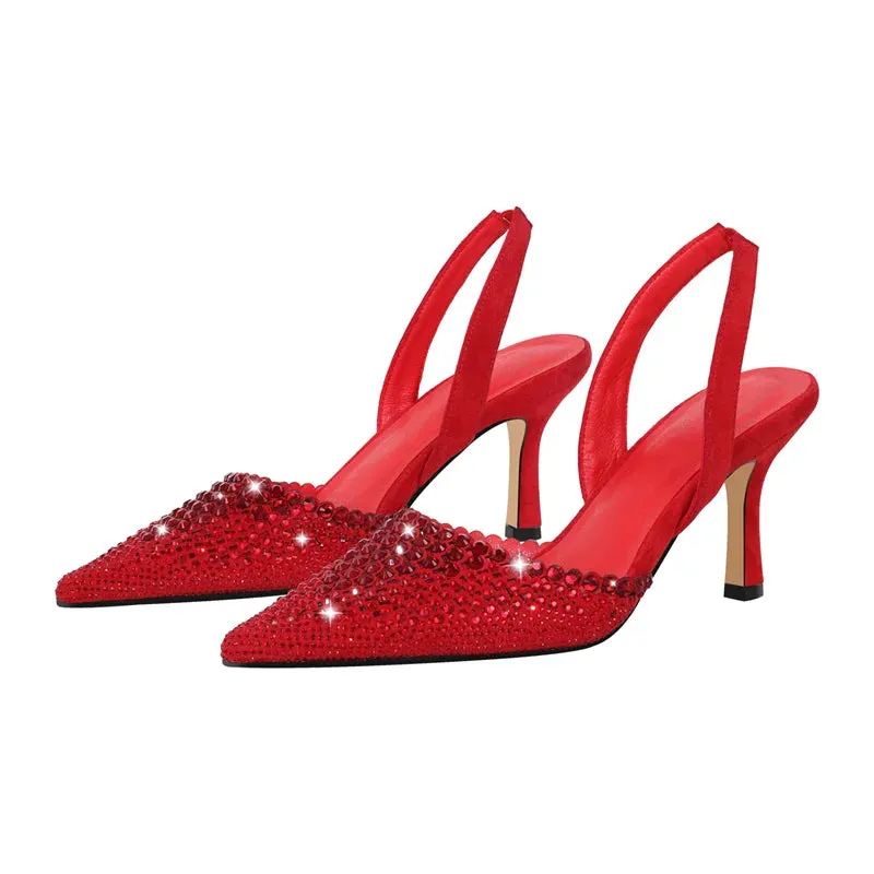 Pointed Toe Ankle Strap Buckle Thin High Heels Sandals