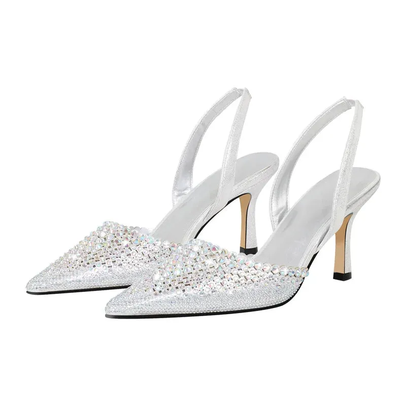 Pointed Toe Ankle Strap Buckle Thin High Heels Sandals