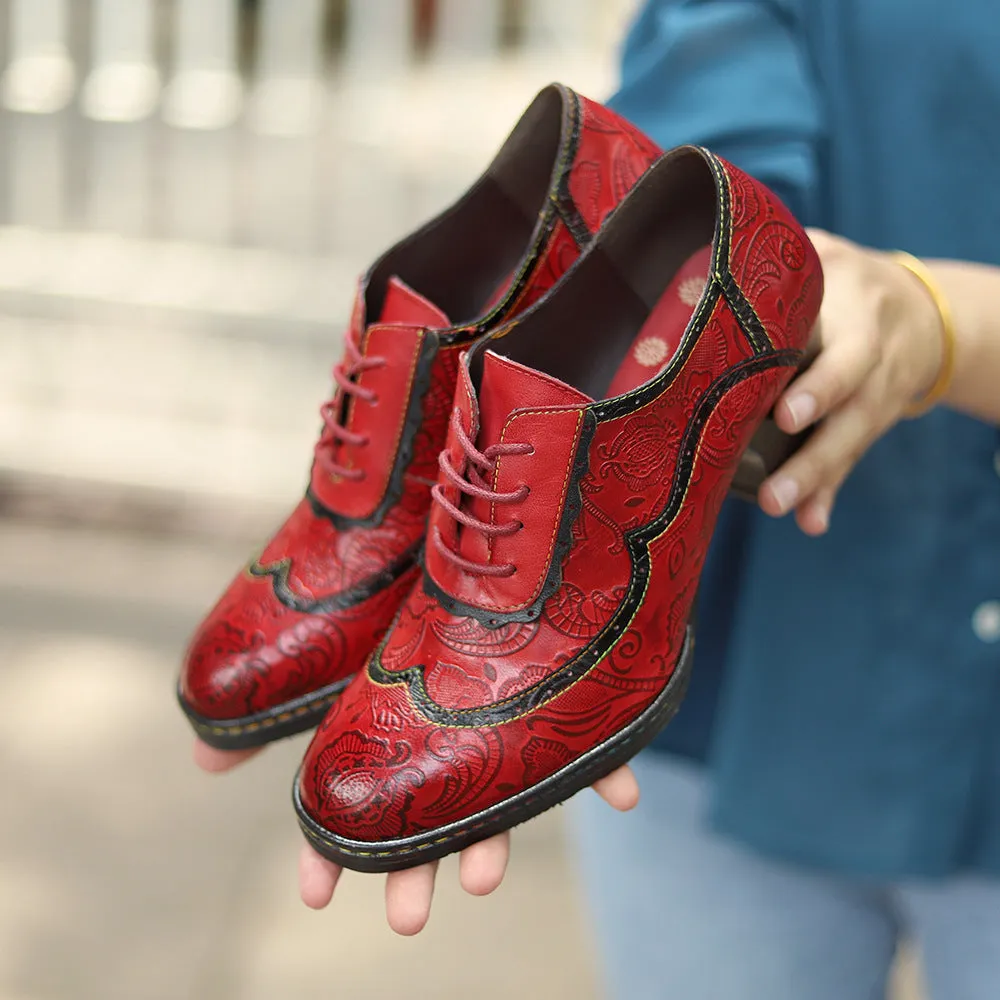Retro Hand-painted Ethnic Style High Heels Women's Shoes