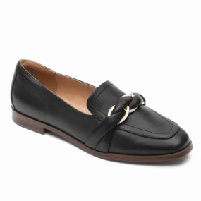 Rockport Women SUSANA WOVEN CHAIN BLACK LTHR