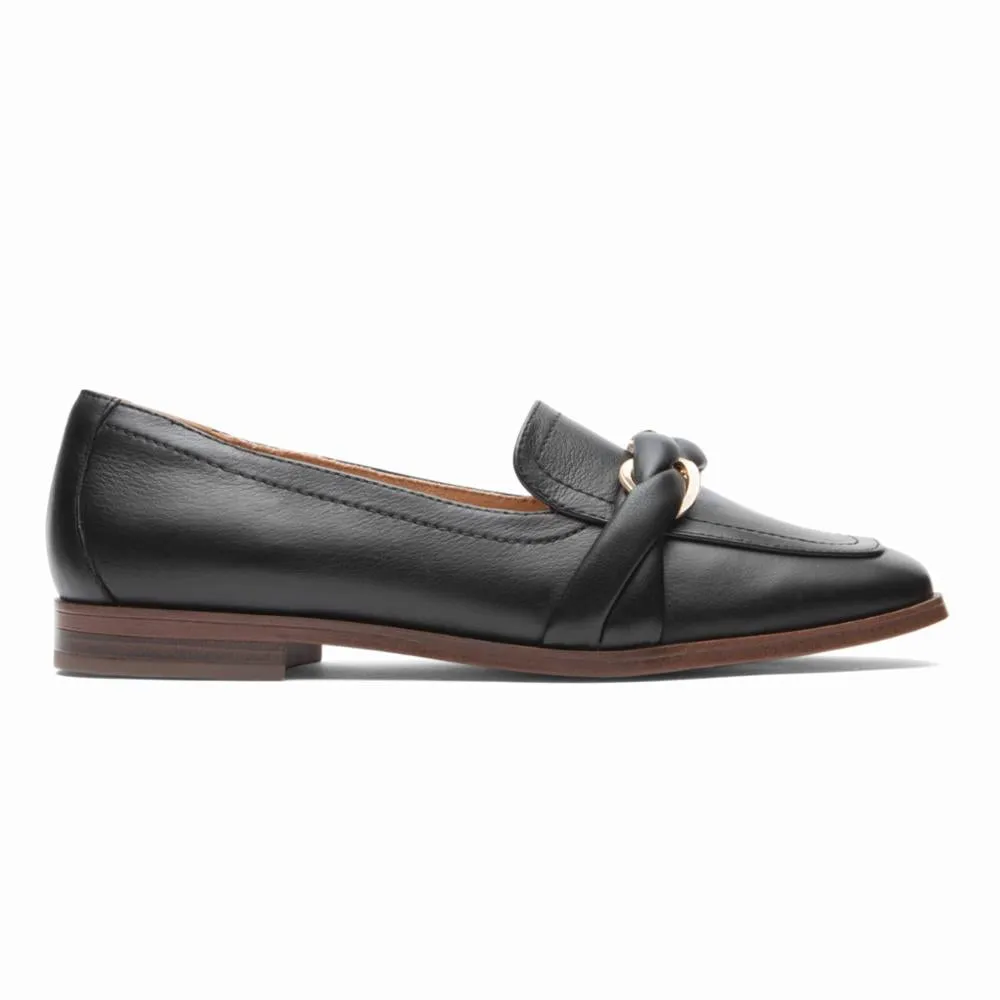 Rockport Women SUSANA WOVEN CHAIN BLACK LTHR