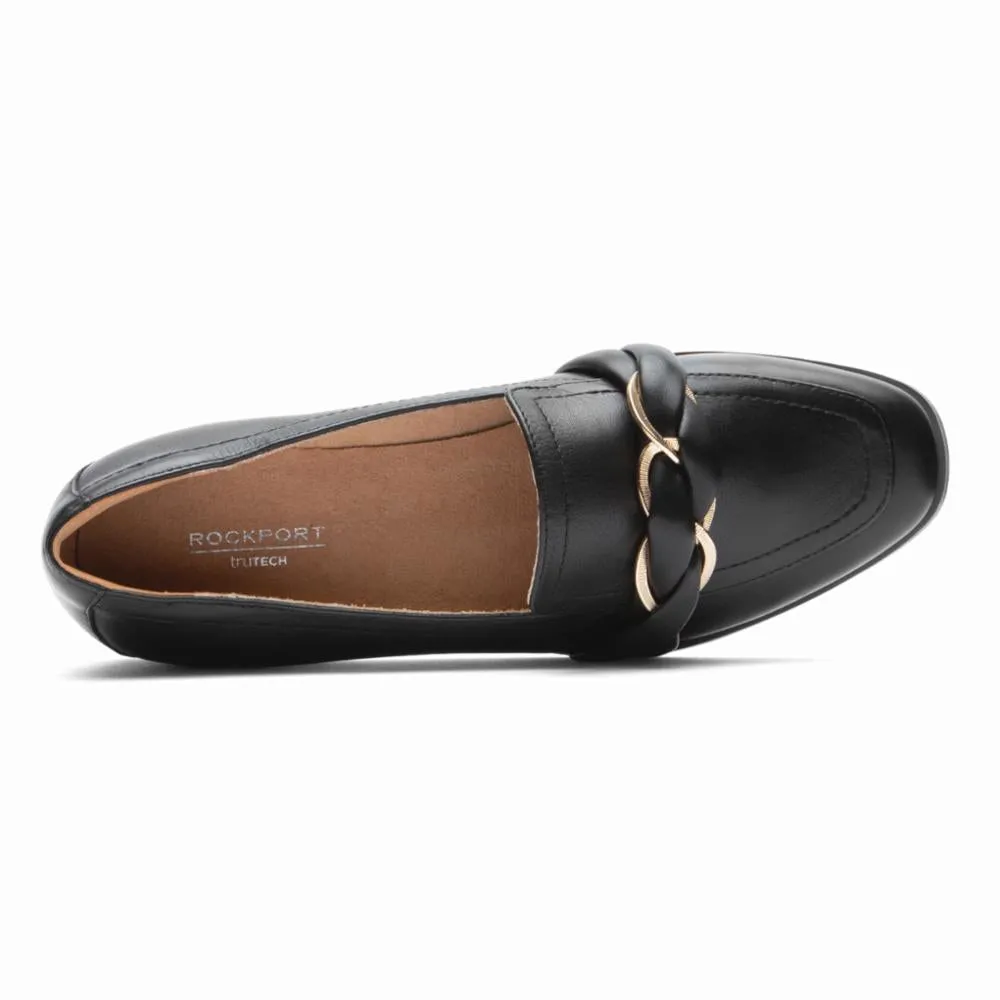 Rockport Women SUSANA WOVEN CHAIN BLACK LTHR