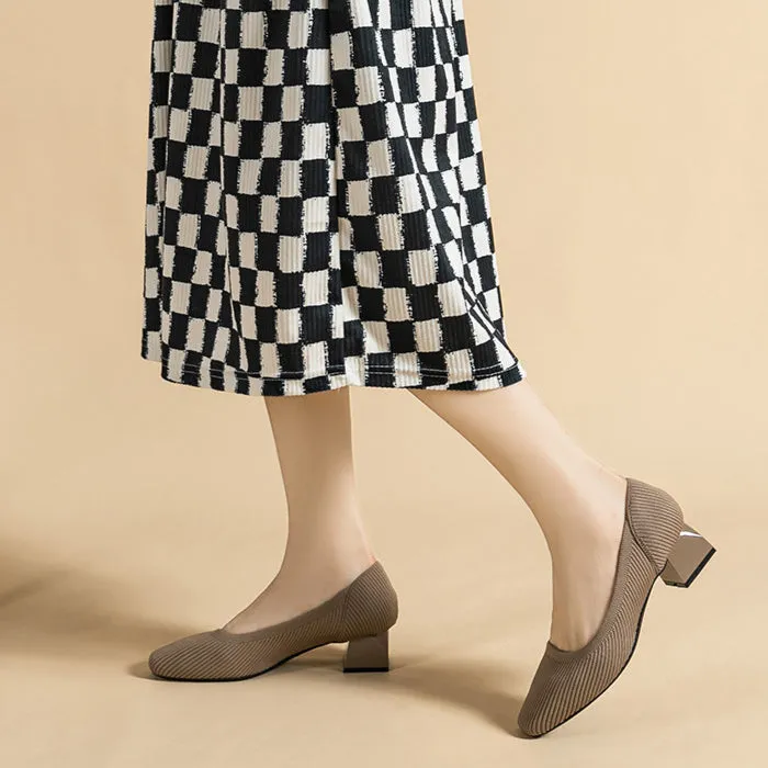 Square Head Thick Heel Single Shoes Medium Heel Shoes Soft Commuter Shoes Urban Shoes