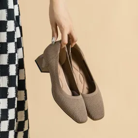 Square Head Thick Heel Single Shoes Medium Heel Shoes Soft Commuter Shoes Urban Shoes