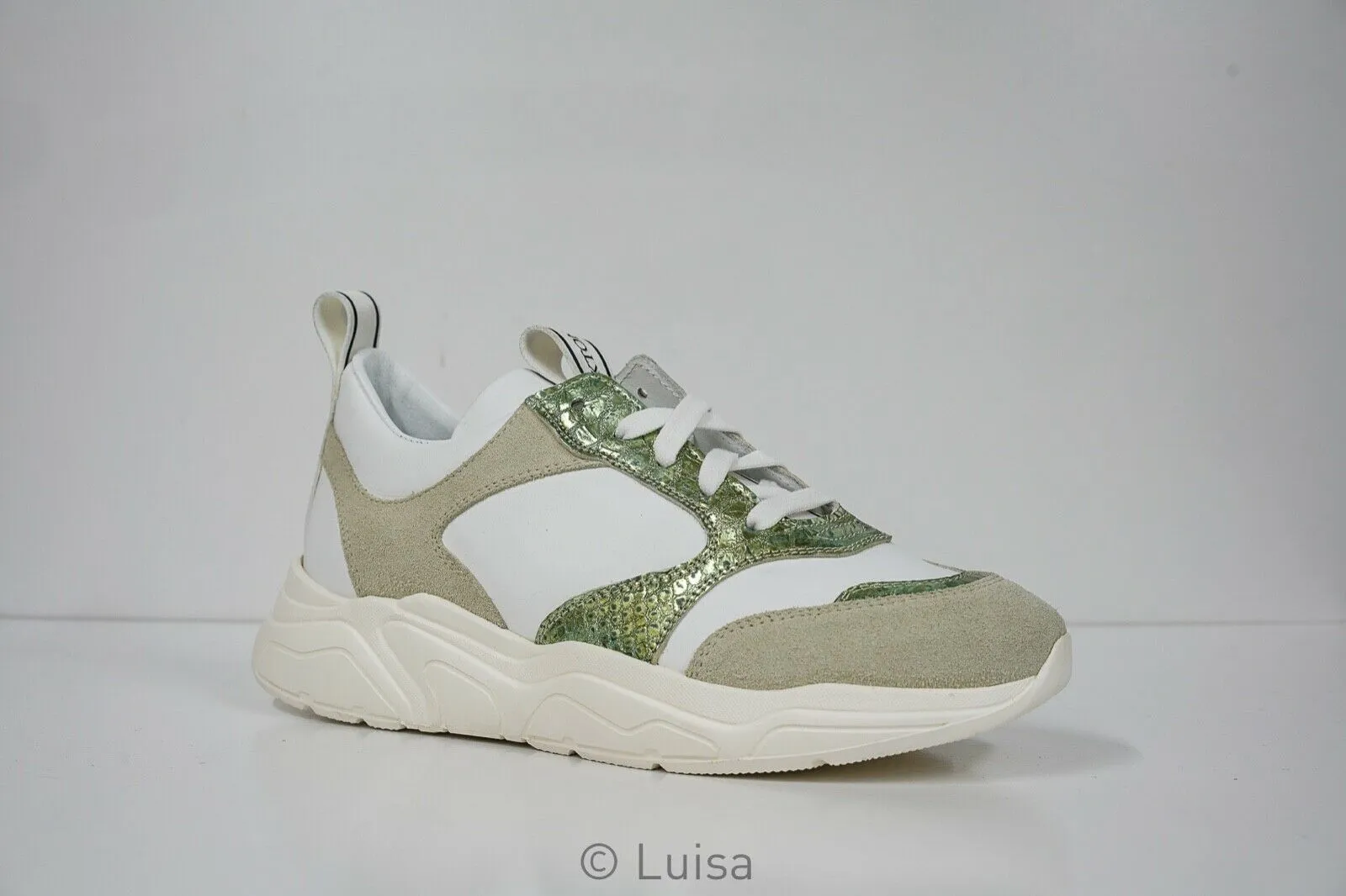 Stokton White & Green Leather Sneaker 33-D   Special $190