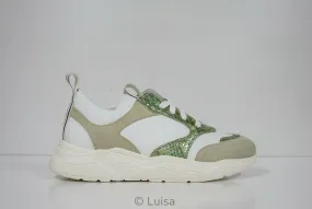 Stokton White & Green Leather Sneaker 33-D   Special $190