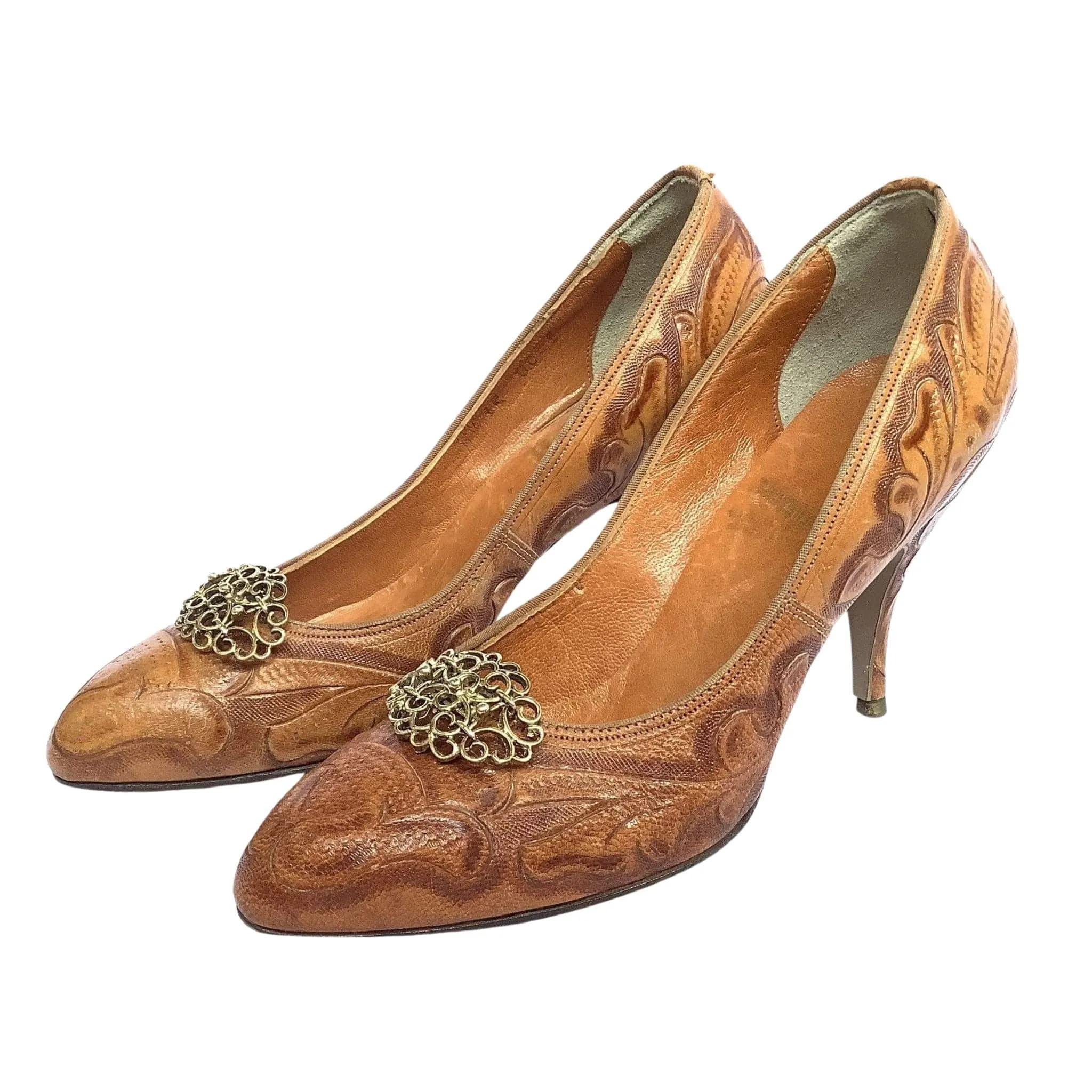 Tooled Leather Heels