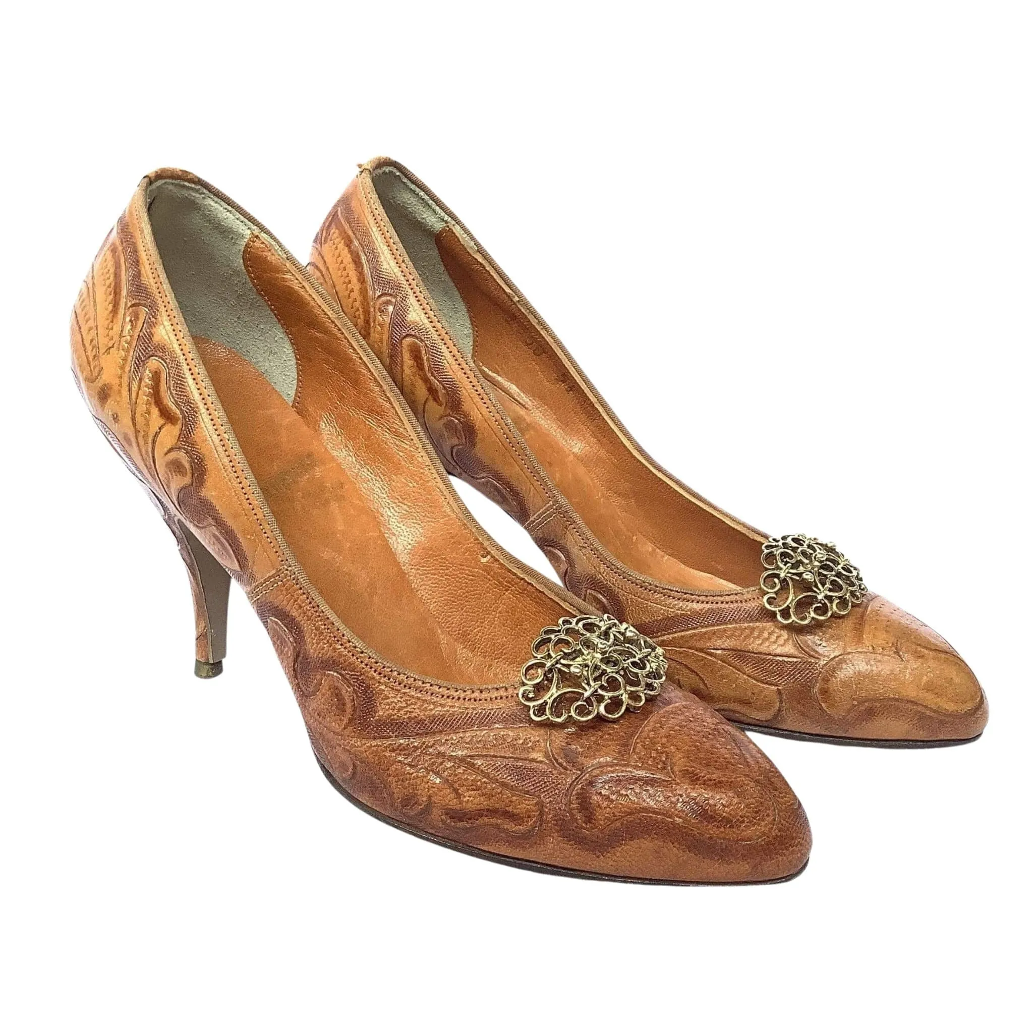 Tooled Leather Heels