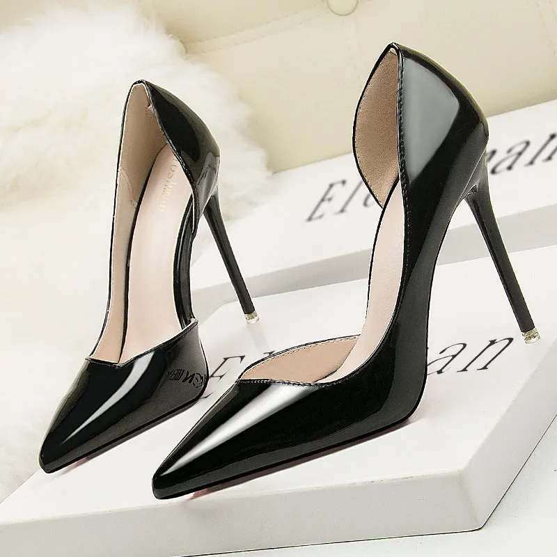 Women's high heels, slim heels, high heels, shallow mouthed pointed black high heels, banquet, professional parties, wedding shoes