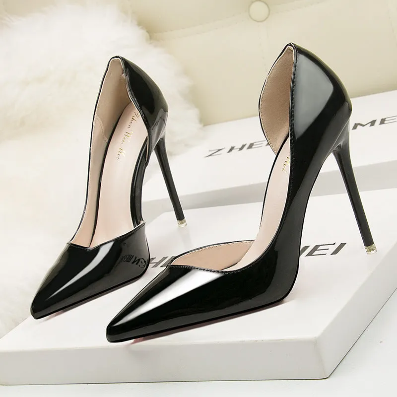 Women's high heels, slim heels, high heels, shallow mouthed pointed black high heels, banquet, professional parties, wedding shoes
