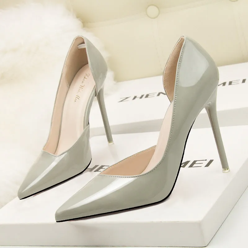Women's high heels, slim heels, high heels, shallow mouthed pointed black high heels, banquet, professional parties, wedding shoes