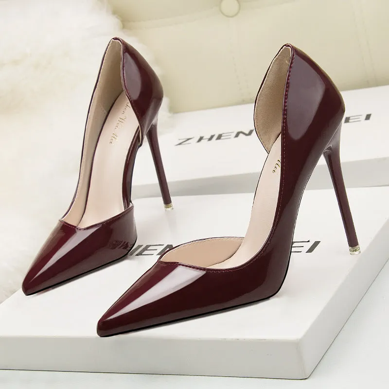 Women's high heels, slim heels, high heels, shallow mouthed pointed black high heels, banquet, professional parties, wedding shoes